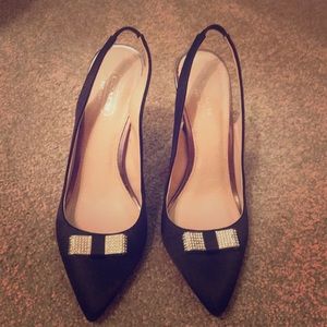 Coach Slingback Satin Dress Pumps with rhinestones